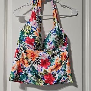 Multicolor Floral Halter Bathing Suit Top